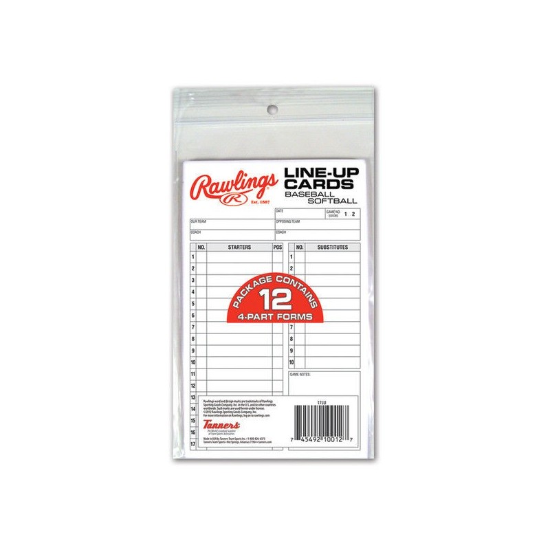Rawlings System 17 Line-Up Cards